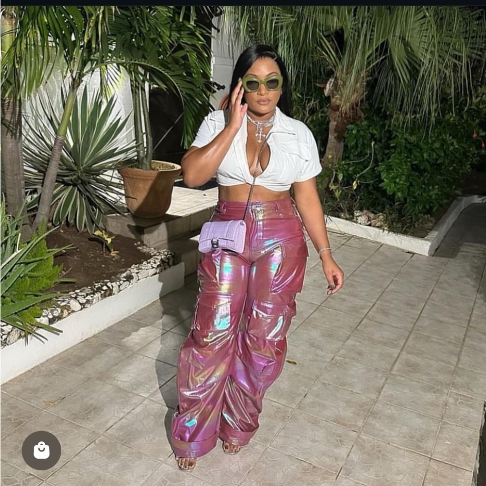 Holographic Pink Cargo Pants